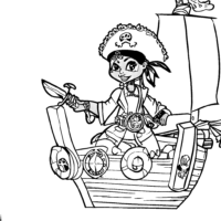 Girl Pirate Ship Coloring Page