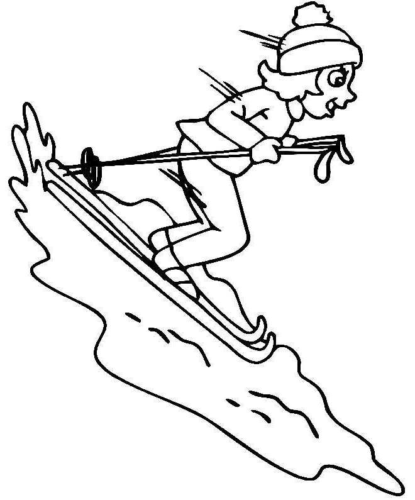 Girl Skiing Coloring Page