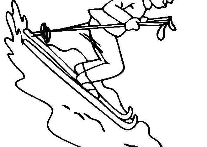 Girl Skiing Coloring Page