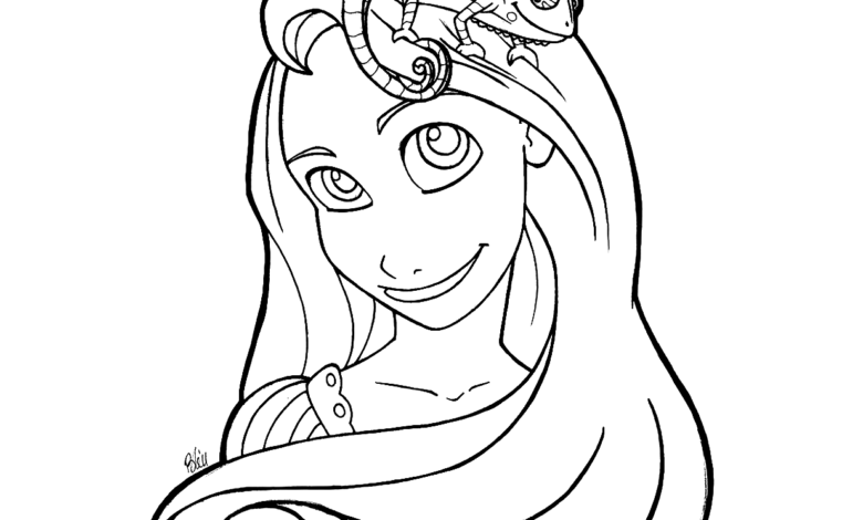 Girl Tangled Pascal Coloring Page