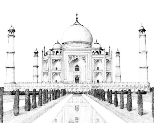 Gorgeous Taj Mahal Coloring Page