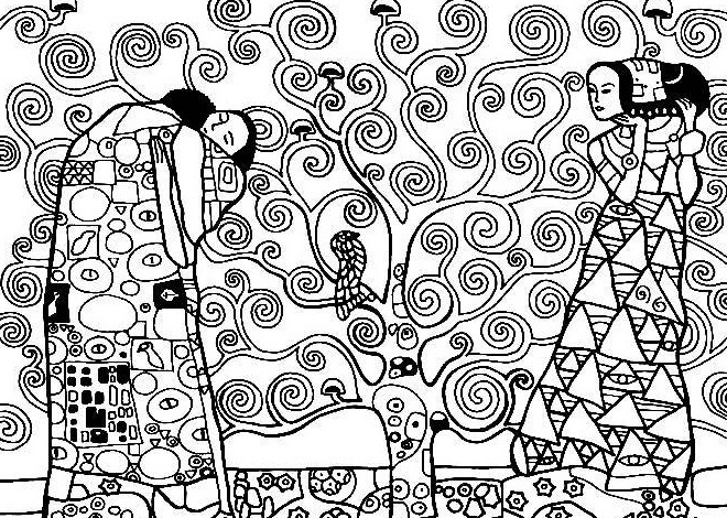 Gustav Klimt Adult Coloring Page