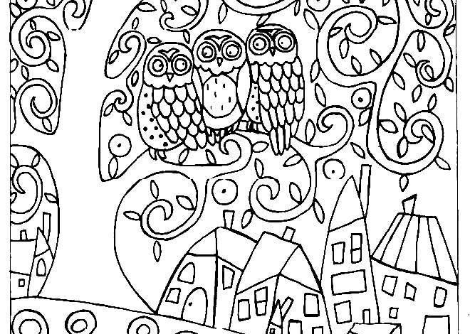Gustav Klimt Owl Coloring Page