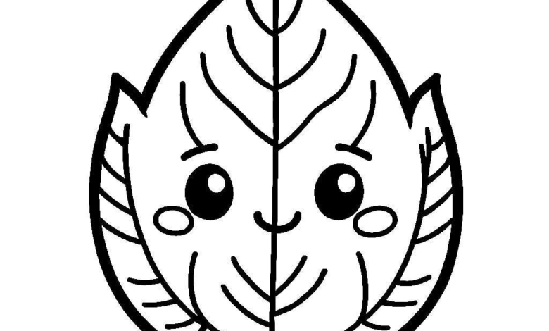 Happy Leaf Coloring Page