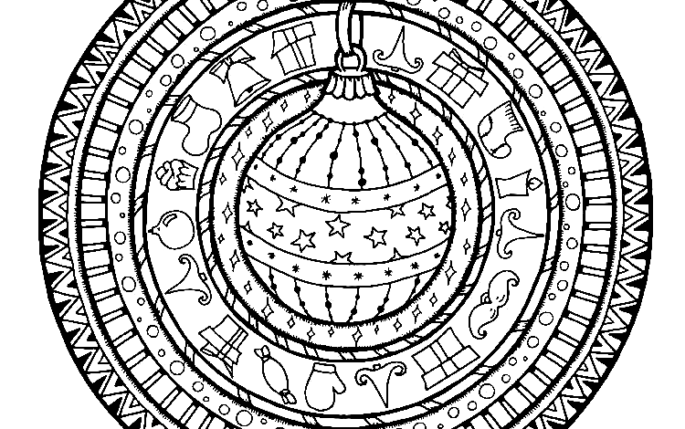Hard Christmas Mandala Coloring Page