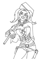 Harley Quinn Hammer Coloring Page