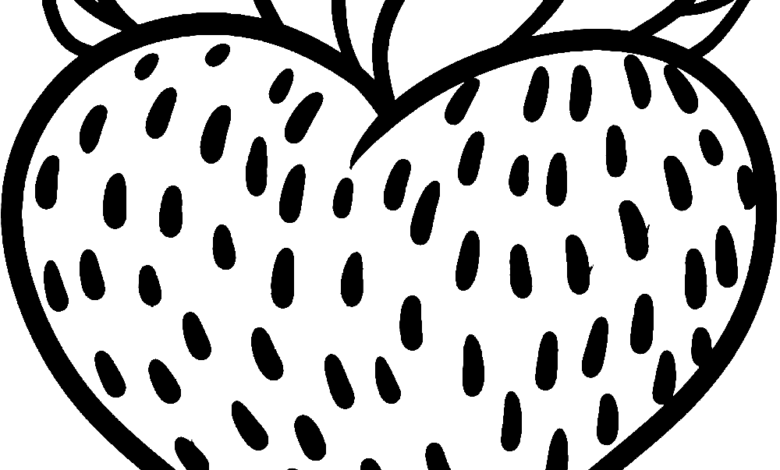 Heart Strawberry Coloring Page
