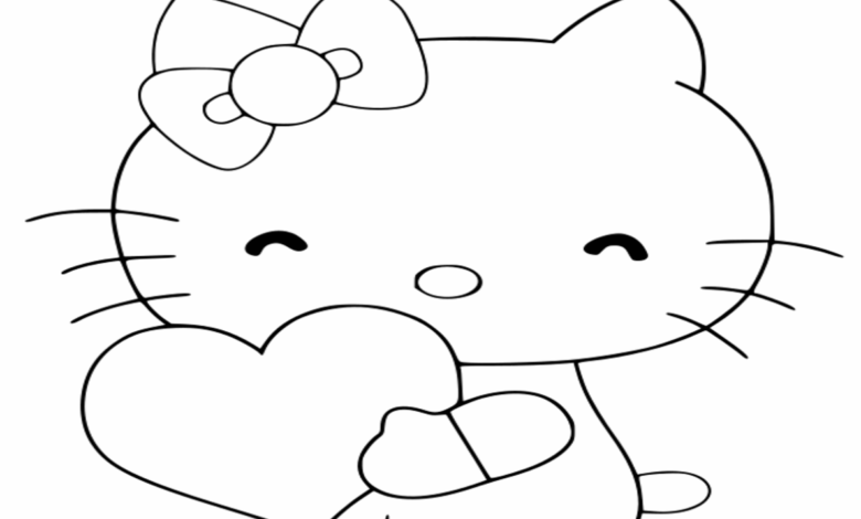 Hello Kitty Heart Coloring Page