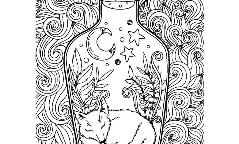 Incredible Anti Stress Fox Coloring Page