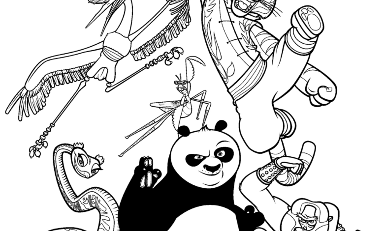 Kung Fu Panda Characters Coloring Page
