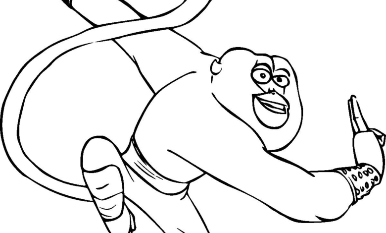 Kung Fu Panda Master Monkey Coloring Page