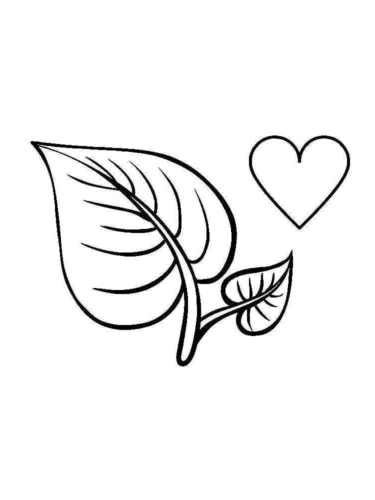 Leaf Heart Coloring Page