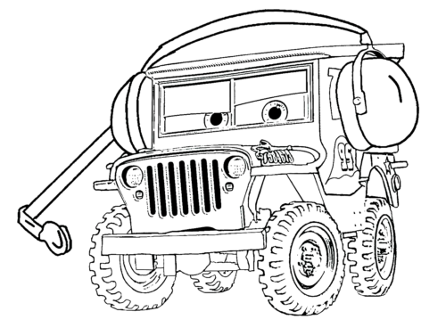 Lightning Mcqueen Sarge Coloring Page