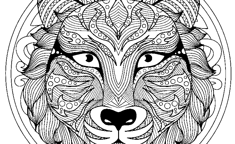 Lion Mandala Animal Coloring Page