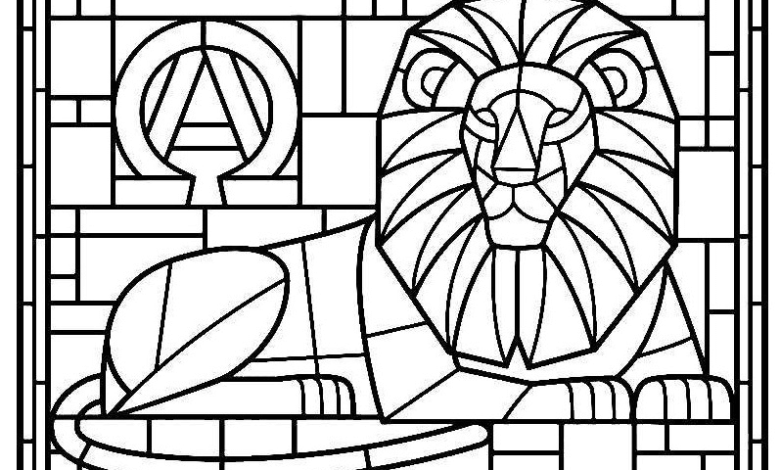 Lion Stained Glass Coloring Page