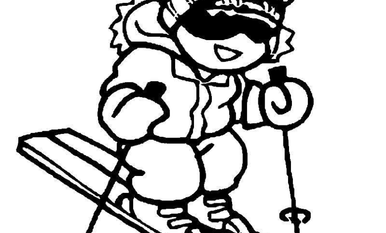 Little Girl Skiing Coloring Page
