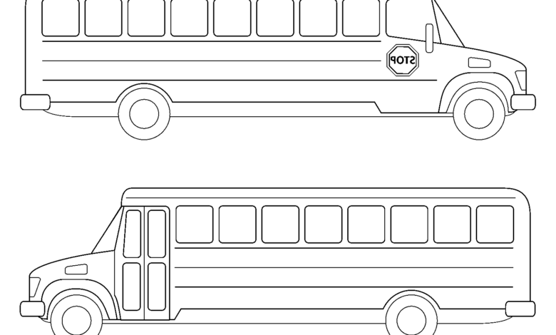Long School Bus Coloring Page