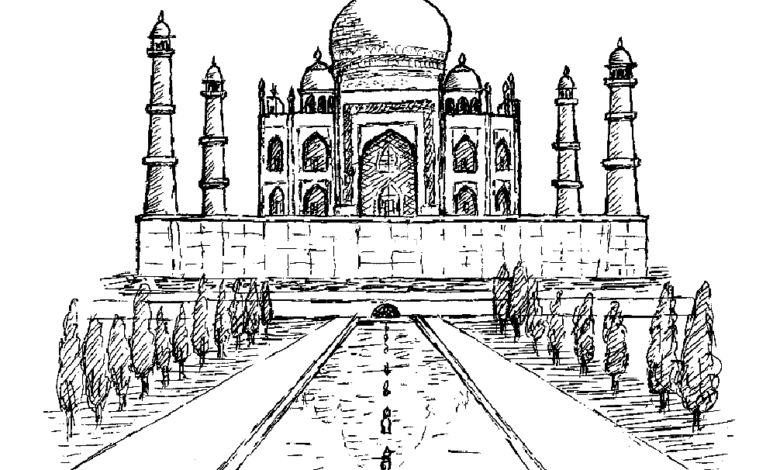 Magnificent Taj Mahal Coloring Page