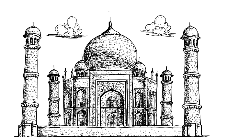 Majestic Taj Mahal Coloring Page