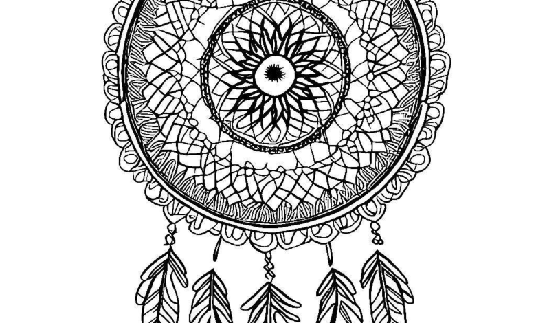 Mandala Dream Catcher Tree Coloring Page