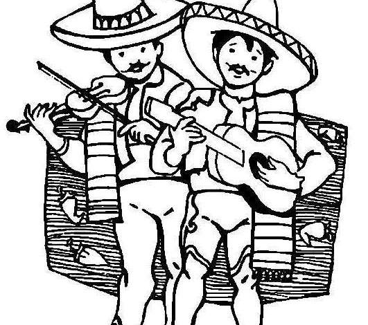 Mexican Musicians Coloring Page