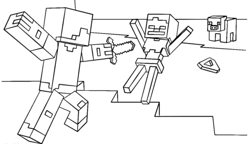 Minecraft Steve Skeleton Coloring Page