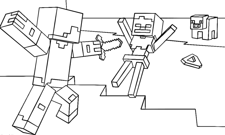 Minecraft Steve Skeleton Coloring Page