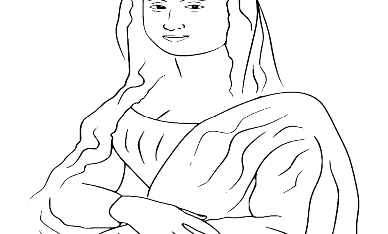 Mona Lisa Artistic Coloring Page
