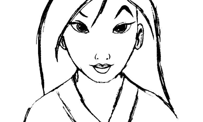 Mulan Face Coloring Page