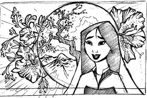 Mulan World Leaves Coloring Page