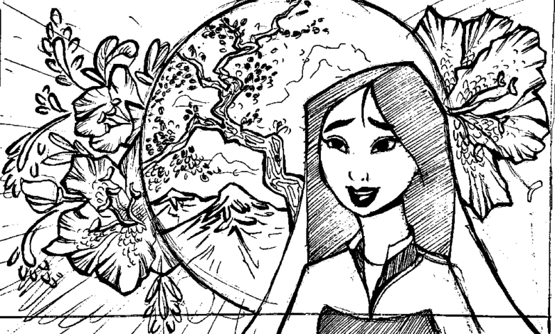 Mulan World Leaves Coloring Page