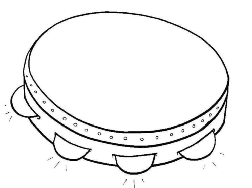 Music Easy Tambourine Coloring Page