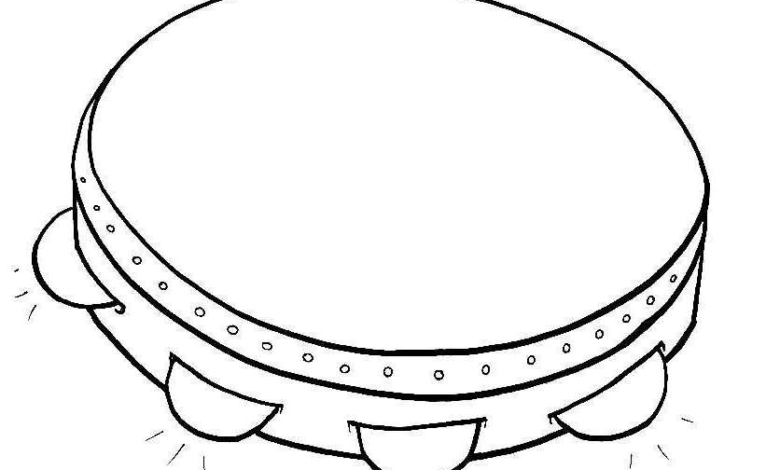 Music Easy Tambourine Coloring Page