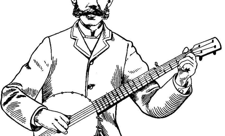 Musician Banjo Player Coloring Page