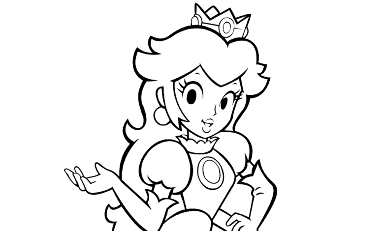 New Princess Peach Coloring Page