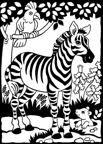 Parrot Zebra Coloring Page