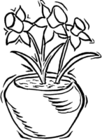 Pretty Daffodils Pot Coloring Page Pretty Daffodils Pot Coloring Page
