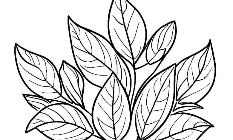 Realistic Gorgeous Leaves Coloring Page