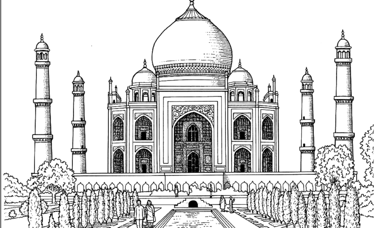Realistic Taj Mahal Coloring Page
