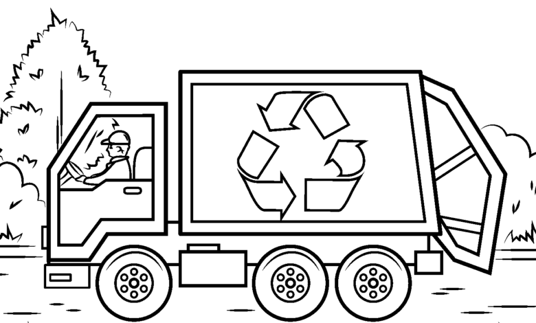 Recycling Truck Coloring Page