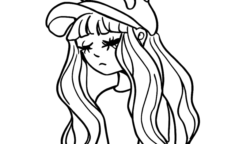 Sad Pikachu Head Girl Coloring Page