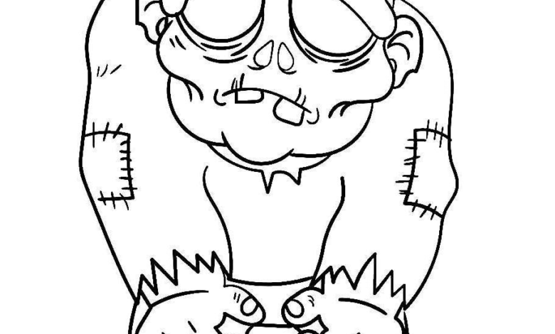 Sad Zombie Scary Coloring Page