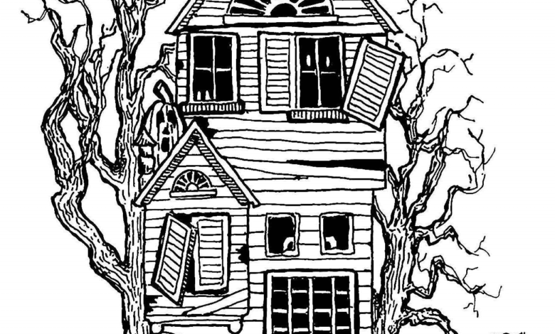 Scary Haunted House Coloring Page