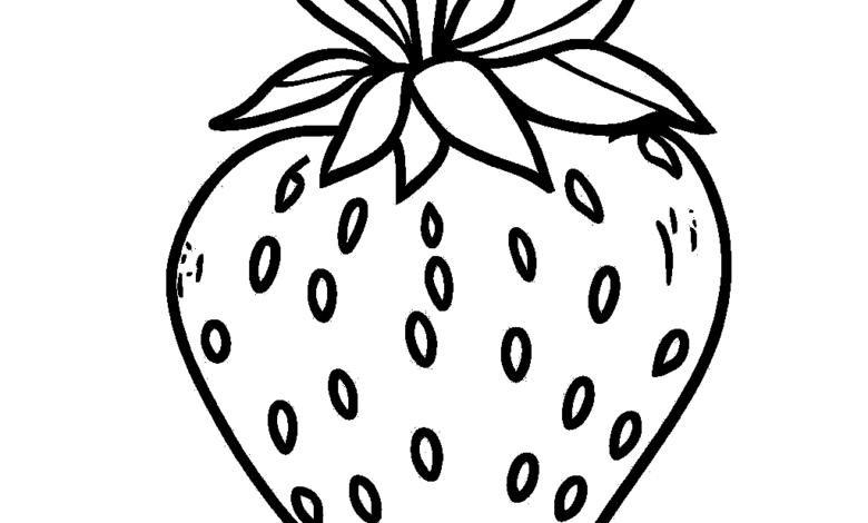 Simple Strawberry Coloring Page