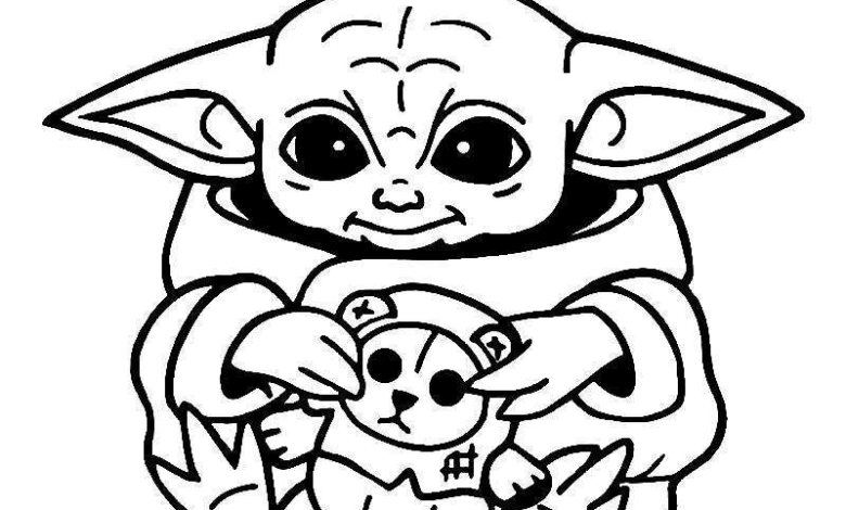 Smile Baby Yoda Coloring Page