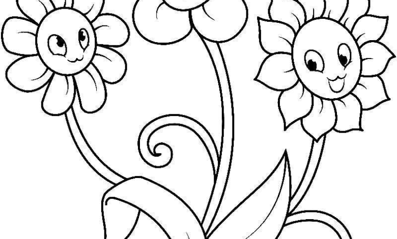 Smile Cute Daisies Coloring Page