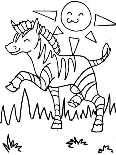 Smile Sun Zebra Coloring Page