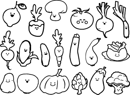 Smile Vegetables Coloring Page
