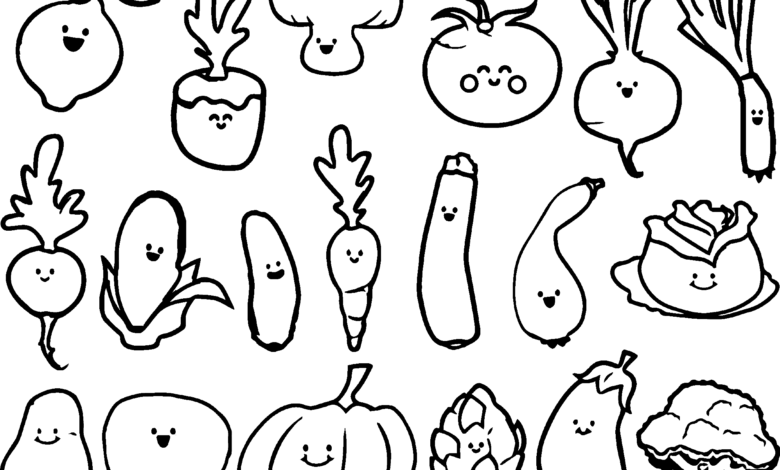Smile Vegetables Coloring Page