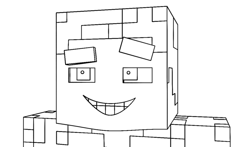 Smiling Minecraft Steve Coloring Page